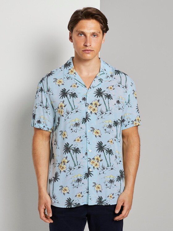 Gemustertes Kurzarm-Hawaiihemd - Männer - blue hawaiian print Gemustertes Kurzarm-Hawaiihemd - Männer - blue hawaiian print - 1 - TOM TAILOR Denim