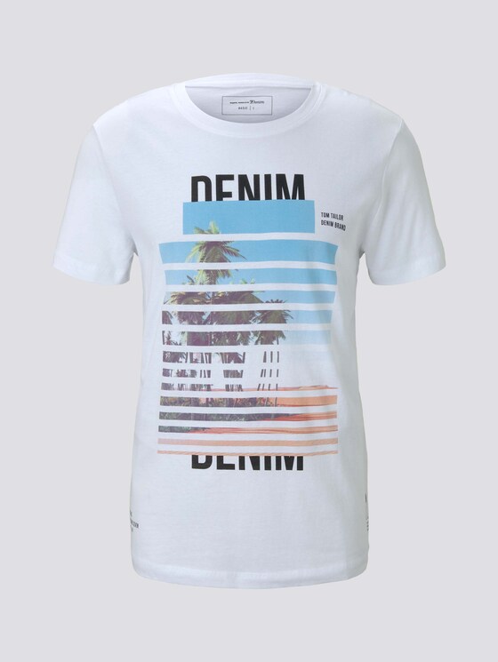 T-shirt with a palm tree print - Men - White T-shirt with a palm tree print - Men - White - 7 - TOM TAILOR Denim
