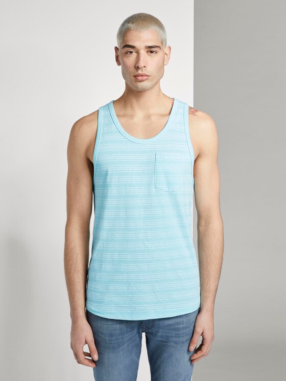 Tank-Top mit Streifenstruktur - Männer - soft sky blue mixed structure Tank-Top mit Streifenstruktur - Männer - soft sky blue mixed structure - 1 - TOM TAILOR Denim