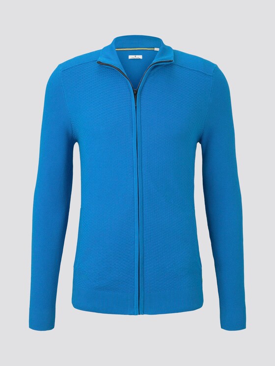 Strickjacke mit Stehkragen im Struktur-Mix - Männer - brilliant middle blue Strickjacke mit Stehkragen im Struktur-Mix - Männer - brilliant middle blue - 7 - TOM TAILOR