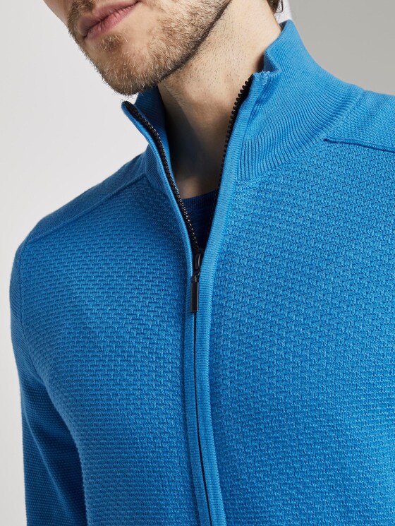 Strickjacke mit Stehkragen im Struktur-Mix - Männer - brilliant middle blue Strickjacke mit Stehkragen im Struktur-Mix - Männer - brilliant middle blue - 9 - TOM TAILOR