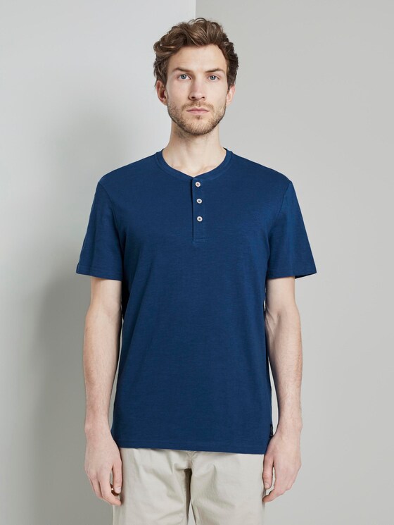 Basic Henley-T-Shirt in Melange-Optik - Männer - after dark blue Basic Henley-T-Shirt in Melange-Optik - Männer - after dark blue - 1 - TOM TAILOR