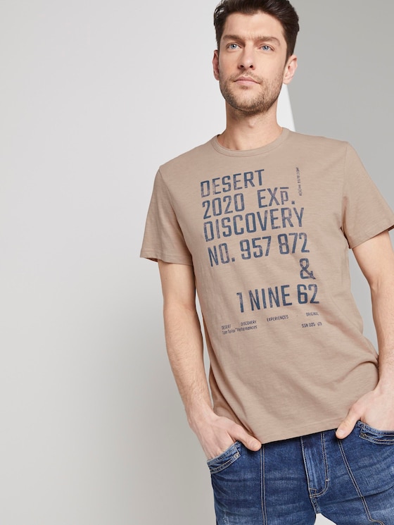 Meliertes T-Shirt mit Print - Männer - Silver Ecru Meliertes T-Shirt mit Print - Männer - Silver Ecru - 5 - TOM TAILOR