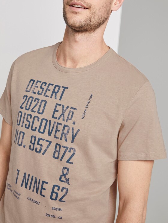 Meliertes T-Shirt mit Print - Männer - Silver Ecru Meliertes T-Shirt mit Print - Männer - Silver Ecru - 9 - TOM TAILOR