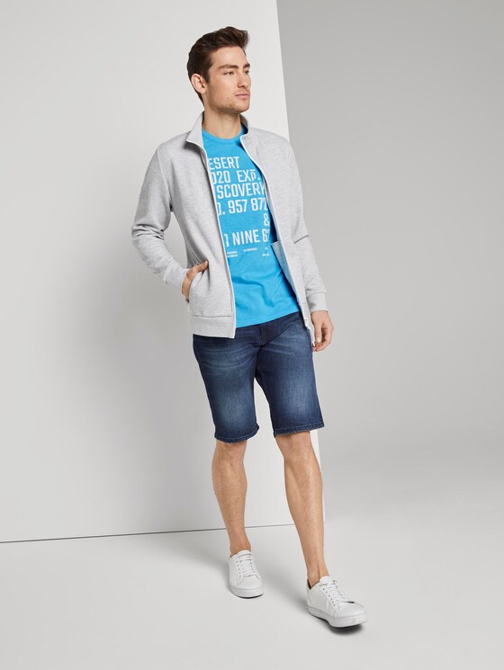 Meliertes T-Shirt mit Print - Männer - aquarius turquoise Meliertes T-Shirt mit Print - Männer - aquarius turquoise - 3 - TOM TAILOR