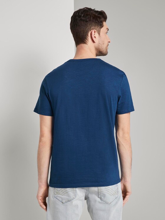 Mottled T-shirt with a print - Men - after dark blue Mottled T-shirt with a print - Men - after dark blue - 2 - TOM TAILOR