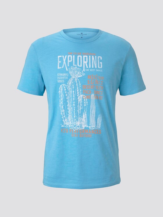 Meliertes T-Shirt mit Print - Männer - crystal sea blue Meliertes T-Shirt mit Print - Männer - crystal sea blue - 7 - TOM TAILOR