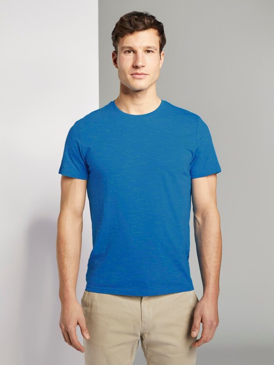 T-Shirt in Melange-Optik - Männer - mid blue melange inject T-Shirt in Melange-Optik - Männer - mid blue melange inject - 1 - TOM TAILOR
