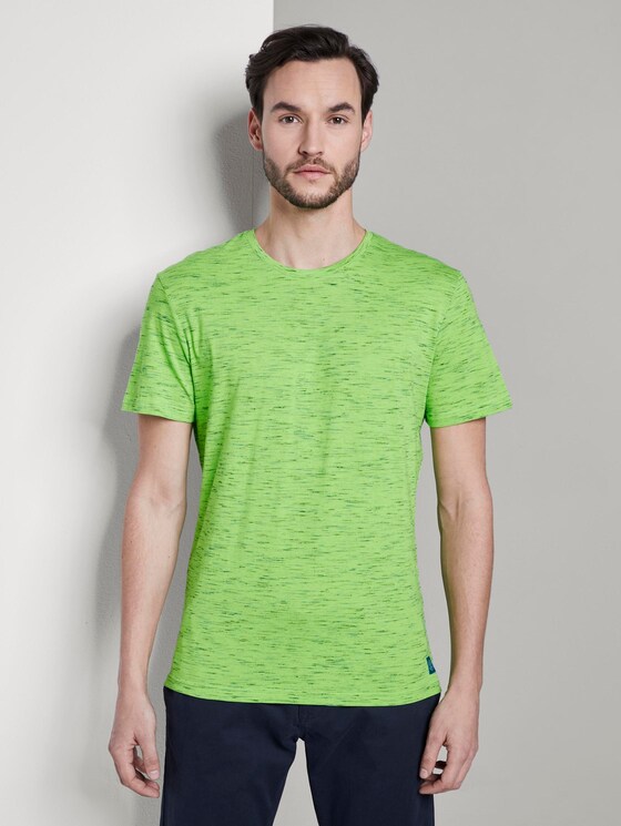 T-Shirt in Melange-Optik - Männer - neon green melange inject T-Shirt in Melange-Optik - Männer - neon green melange inject - 1 - TOM TAILOR