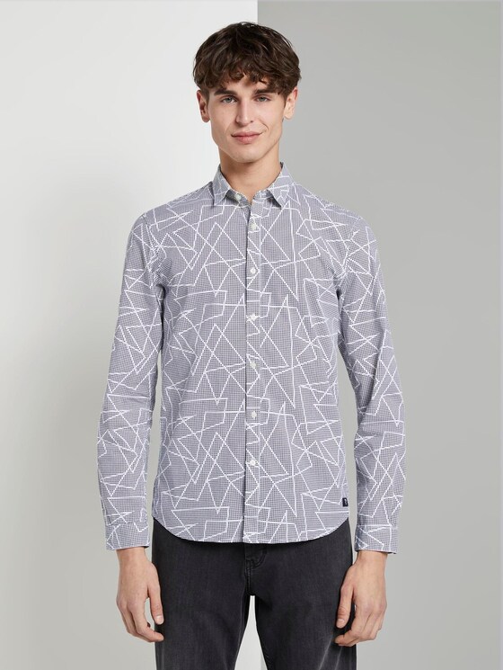 Gemustertes Hemd - Männer - white geometric outline print Gemustertes Hemd - Männer - white geometric outline print - 1 - TOM TAILOR Denim