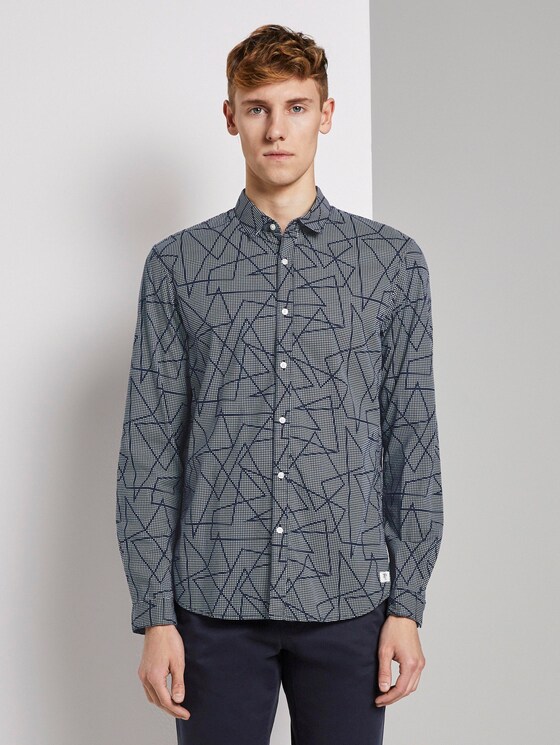 Gemustertes Hemd - Männer - navy geometric outline print Gemustertes Hemd - Männer - navy geometric outline print - 1 - TOM TAILOR Denim
