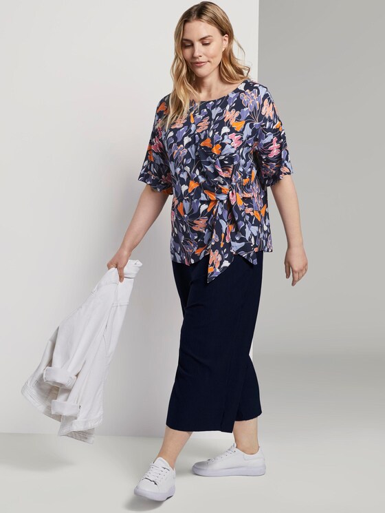 Bluse mit Knoten-Detail - Frauen - colorful blue flower print Bluse mit Knoten-Detail - Frauen - colorful blue flower print - 3 - My True Me