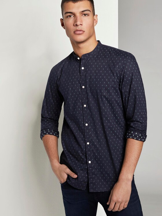 Gemustertes Hemd mit Mao-Kragen - Männer - navy diamond dot print Gemustertes Hemd mit Mao-Kragen - Männer - navy diamond dot print - 5 - TOM TAILOR Denim