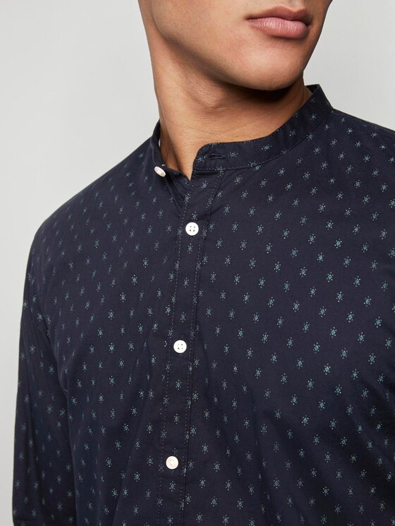 Gemustertes Hemd mit Mao-Kragen - Männer - navy diamond dot print Gemustertes Hemd mit Mao-Kragen - Männer - navy diamond dot print - 9 - TOM TAILOR Denim
