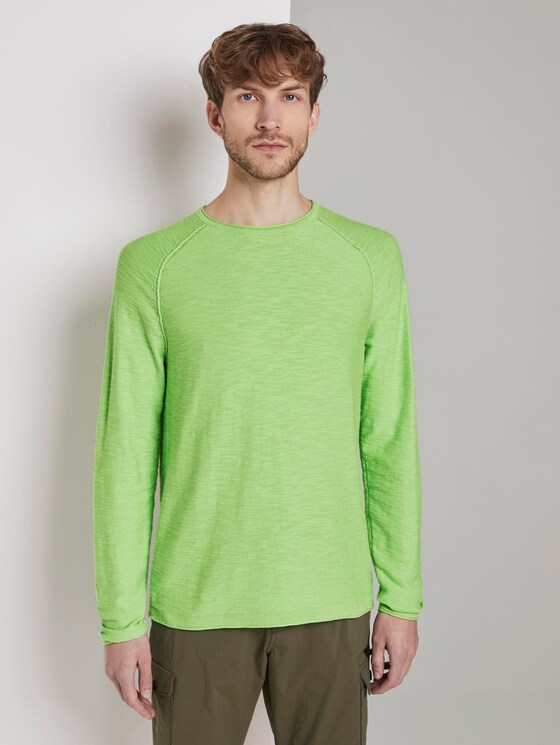 Feiner Strickpullover mit Struktur - Männer - neon gecko green Feiner Strickpullover mit Struktur - Männer - neon gecko green - 1 - TOM TAILOR