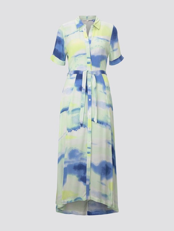 Batik-Midikleid mit Schllitzen - Frauen - green blue watercolor print Batik-Midikleid mit Schllitzen - Frauen - green blue watercolor print - 7 - TOM TAILOR Denim
