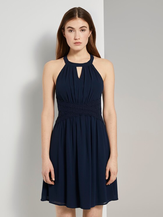Mini Chiffonkleid mit Spitze - Frauen - Real Navy Blue Mini Chiffonkleid mit Spitze - Frauen - Real Navy Blue - 1 - TOM TAILOR Denim