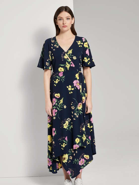 Flowing maxi wrap dress with a floral print - Women - navy blue flower print Flowing maxi wrap dress with a floral print - Women - navy blue flower print - 1 - TOM TAILOR Denim