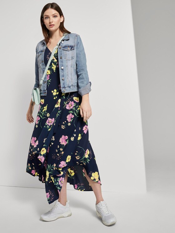 Flowing maxi wrap dress with a floral print - Women - navy blue flower print Flowing maxi wrap dress with a floral print - Women - navy blue flower print - 3 - TOM TAILOR Denim