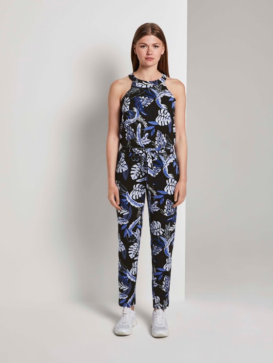 Relaxed Neckholder-Jumpsuit - Frauen - black blue tropical print Relaxed Neckholder-Jumpsuit - Frauen - black blue tropical print - 1 - TOM TAILOR Denim
