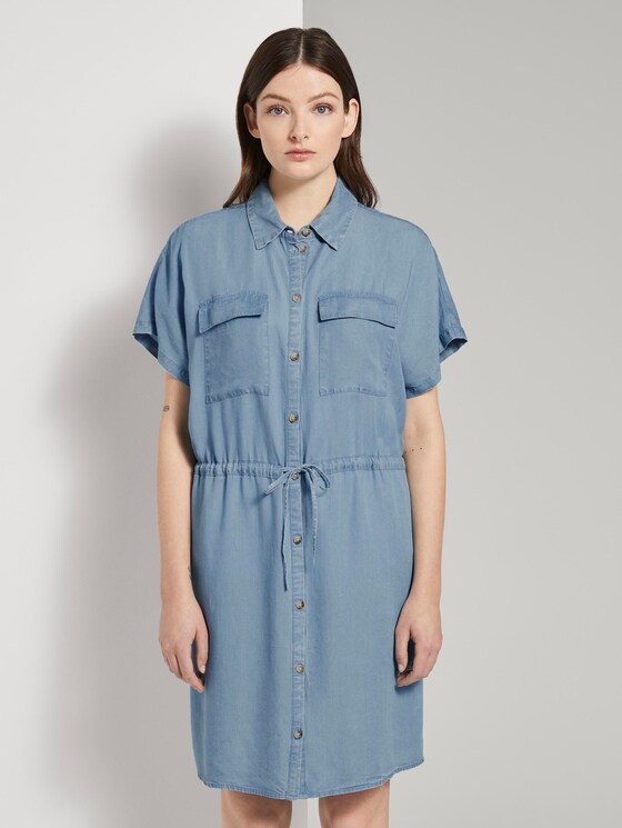 Utility shirt dress made of Lyocell - Women - light stone bright blue denim Utility shirt dress made of Lyocell - Women - light stone bright blue denim - 1 - TOM TAILOR Denim
