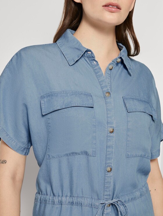 Utility shirt dress made of Lyocell - Women - light stone bright blue denim Utility shirt dress made of Lyocell - Women - light stone bright blue denim - 9 - TOM TAILOR Denim