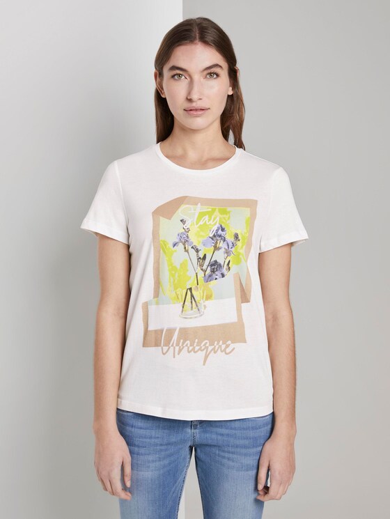 T-Shirt mit floralem Print - Frauen - Whisper White T-Shirt mit floralem Print - Frauen - Whisper White - 1 - TOM TAILOR