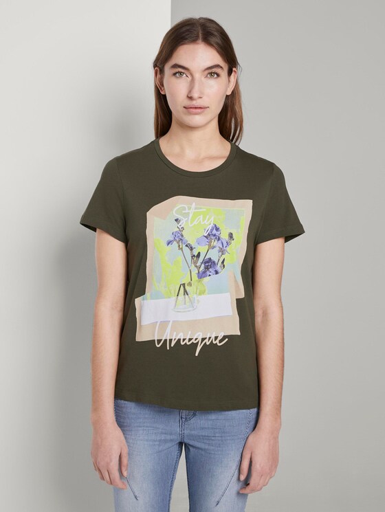T-Shirt mit floralem Print - Frauen - Woodland Green T-Shirt mit floralem Print - Frauen - Woodland Green - 1 - TOM TAILOR