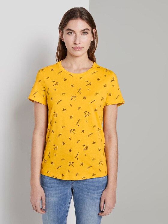 T-Shirt mit floralem Print - Frauen - yellow floral minimal design T-Shirt mit floralem Print - Frauen - yellow floral minimal design - 1 - TOM TAILOR
