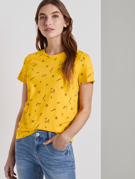 T-Shirt mit floralem Print - Frauen - yellow floral minimal design T-Shirt mit floralem Print - Frauen - yellow floral minimal design - 5 - TOM TAILOR