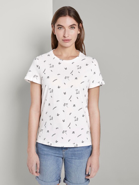 T-Shirt mit floralem Print - Frauen - offwhite floral minimal design T-Shirt mit floralem Print - Frauen - offwhite floral minimal design - 1 - TOM TAILOR