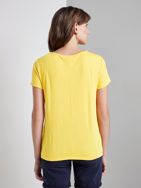Schlichtes T-Shirt mit Knotendetail - Frauen - deep golden yellow Schlichtes T-Shirt mit Knotendetail - Frauen - deep golden yellow - 2 - TOM TAILOR
