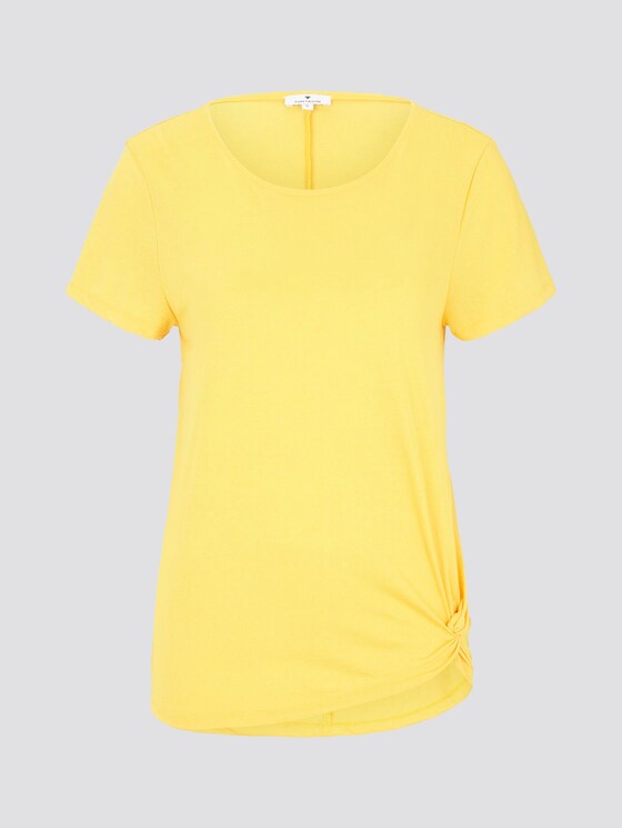 Schlichtes T-Shirt mit Knotendetail - Frauen - deep golden yellow Schlichtes T-Shirt mit Knotendetail - Frauen - deep golden yellow - 7 - TOM TAILOR