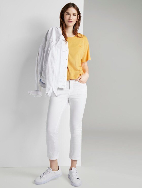 T-Shirt in Farbwaschung mit kleinem Print - Frauen - deep golden yellow T-Shirt in Farbwaschung mit kleinem Print - Frauen - deep golden yellow - 3 - TOM TAILOR