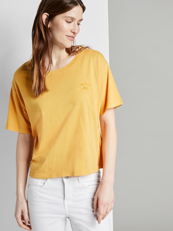 T-Shirt in Farbwaschung mit kleinem Print - Frauen - deep golden yellow T-Shirt in Farbwaschung mit kleinem Print - Frauen - deep golden yellow - 5 - TOM TAILOR