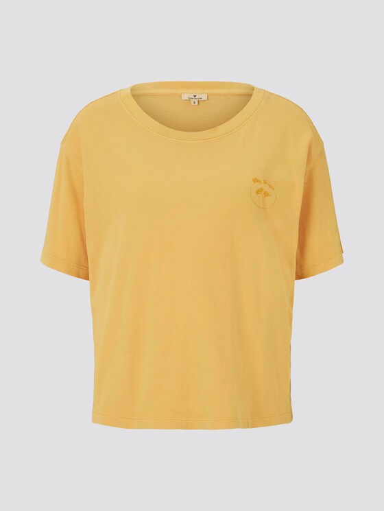 T-Shirt in Farbwaschung mit kleinem Print - Frauen - deep golden yellow T-Shirt in Farbwaschung mit kleinem Print - Frauen - deep golden yellow - 7 - TOM TAILOR