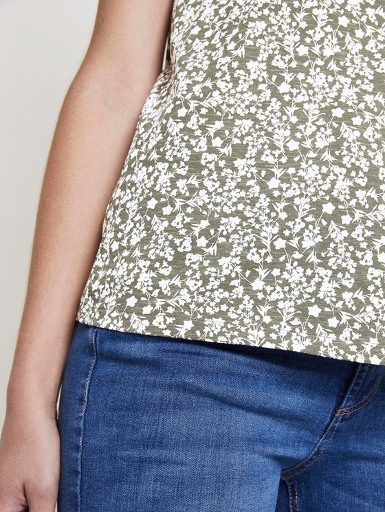 Gemustertes T-Shirt mit Henley-Ausschnitt - Frauen - khaki offwhite floral design Gemustertes T-Shirt mit Henley-Ausschnitt - Frauen - khaki offwhite floral design - 10 - TOM TAILOR