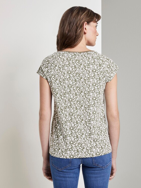 Gemustertes T-Shirt mit Henley-Ausschnitt - Frauen - khaki offwhite floral design Gemustertes T-Shirt mit Henley-Ausschnitt - Frauen - khaki offwhite floral design - 2 - TOM TAILOR