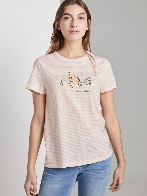 Gestreiftes T-Shirt mit floralem Print - Frauen - offwhite yellow thin stripe Gestreiftes T-Shirt mit floralem Print - Frauen - offwhite yellow thin stripe - 5 - TOM TAILOR