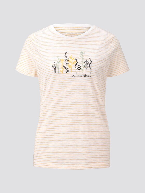 Gestreiftes T-Shirt mit floralem Print - Frauen - offwhite yellow thin stripe Gestreiftes T-Shirt mit floralem Print - Frauen - offwhite yellow thin stripe - 7 - TOM TAILOR
