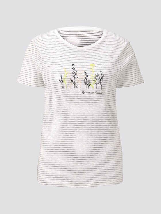 Gestreiftes T-Shirt mit floralem Print - Frauen - offwhite olive thin stripe Gestreiftes T-Shirt mit floralem Print - Frauen - offwhite olive thin stripe - 7 - TOM TAILOR
