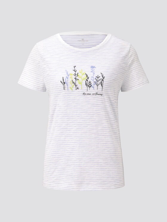 Gestreiftes T-Shirt mit floralem Print - Frauen - offwhite blue thin stripe Gestreiftes T-Shirt mit floralem Print - Frauen - offwhite blue thin stripe - 7 - TOM TAILOR