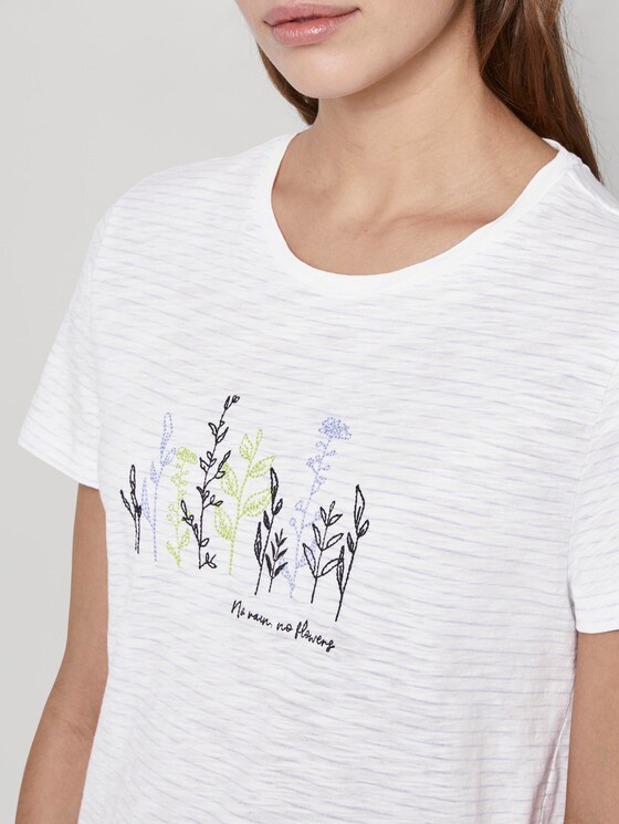 Gestreiftes T-Shirt mit floralem Print - Frauen - offwhite blue thin stripe Gestreiftes T-Shirt mit floralem Print - Frauen - offwhite blue thin stripe - 9 - TOM TAILOR