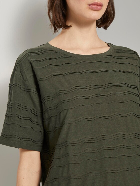 Oversized T-shirt with a textured pattern - Women - Woodland Green Oversized T-shirt with a textured pattern - Women - Woodland Green - 9 - TOM TAILOR