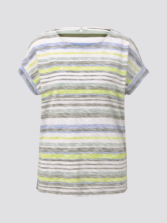 T-shirt with a light striped pattern - Women - green multicolor stripe T-shirt with a light striped pattern - Women - green multicolor stripe - 7 - TOM TAILOR
