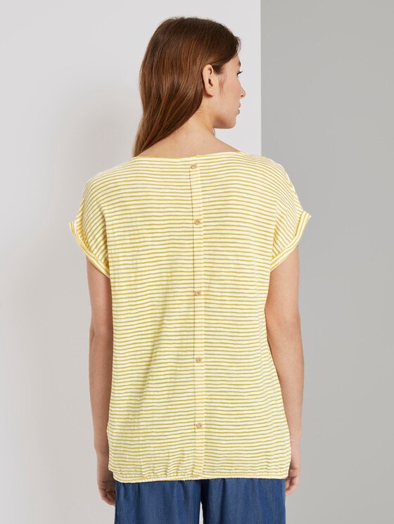 Gestreiftes T-Shirt mit elastischem Bund - Frauen - offwhite yellow stripe Gestreiftes T-Shirt mit elastischem Bund - Frauen - offwhite yellow stripe - 2 - TOM TAILOR