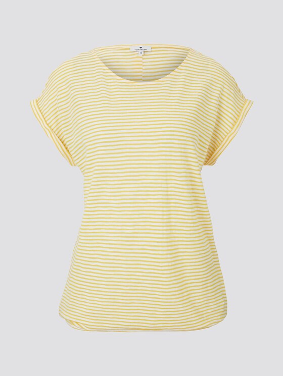 Gestreiftes T-Shirt mit elastischem Bund - Frauen - offwhite yellow stripe Gestreiftes T-Shirt mit elastischem Bund - Frauen - offwhite yellow stripe - 7 - TOM TAILOR