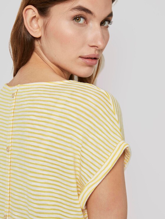 Gestreiftes T-Shirt mit elastischem Bund - Frauen - offwhite yellow stripe Gestreiftes T-Shirt mit elastischem Bund - Frauen - offwhite yellow stripe - 9 - TOM TAILOR