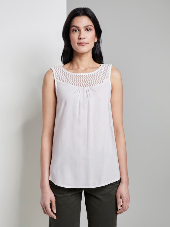 Top with lace inserts - Women - Whisper White Top with lace inserts - Women - Whisper White - 1 - TOM TAILOR