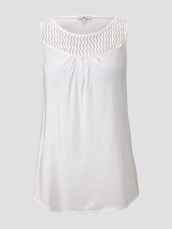 Top with lace inserts - Women - Whisper White Top with lace inserts - Women - Whisper White - 7 - TOM TAILOR